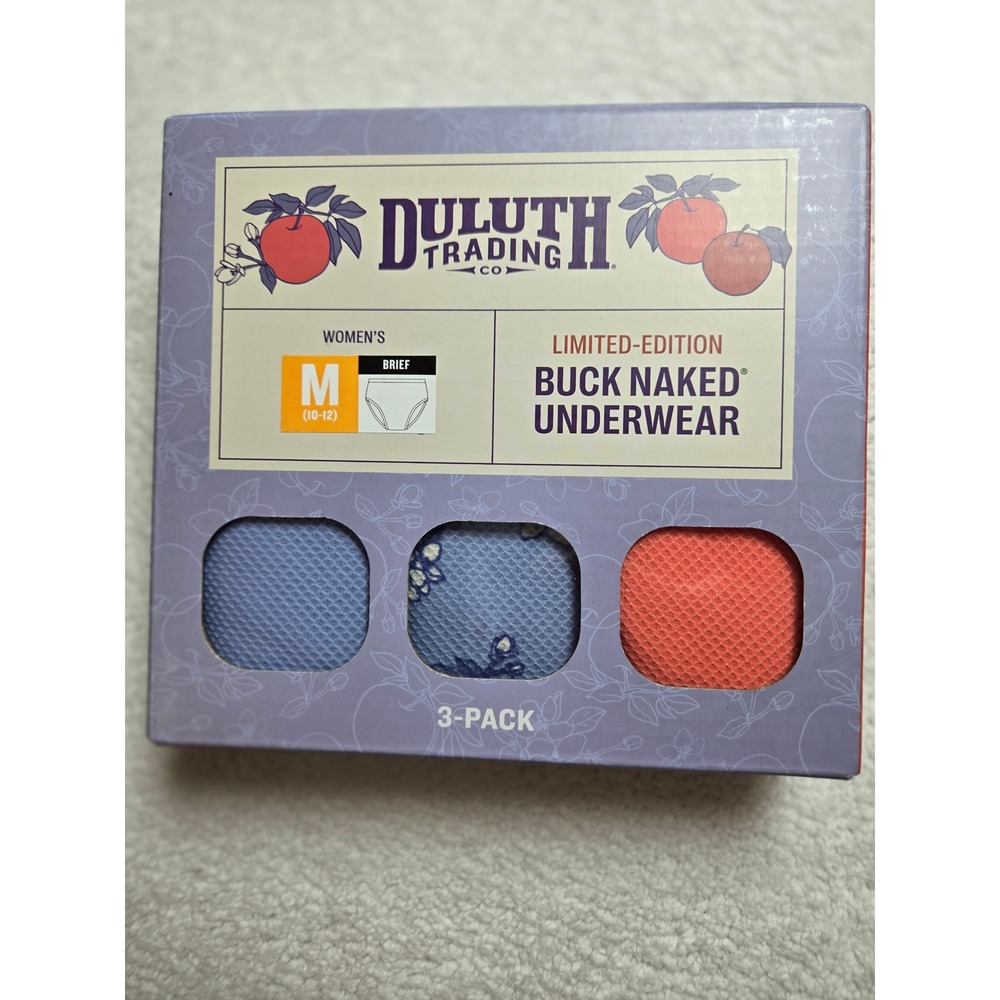 Duluth Trading Co Buck Naked Briefs 3-Pack Womens Medium Blue Coral Limited Ed